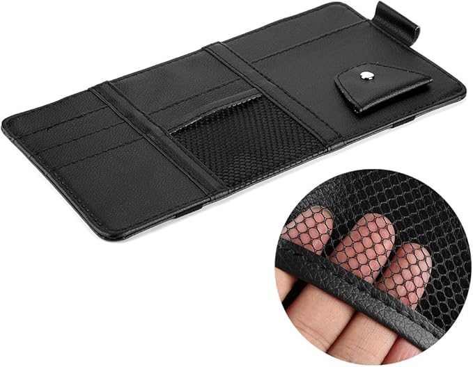 Aramox Car Backseat Organizer, Universal Multifunctional Premium PU Leather Car Sun Visor Storage Bags for CD,Sunglass,Card Organizer Holder