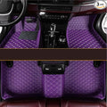 KaiLaiCarCustom Automotive Car Floor Mats for 99.99% Sedan SUV Sports Car Men Women Protection Full Coverage Pads Anti-Slip Leather Floor Lining… (Purple Mat Beige Line)