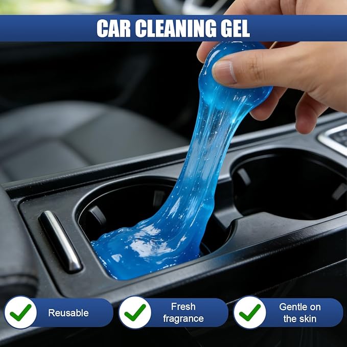 Craedli 2PCS Car Cleaning Gel, Reusable Dust Remover Slime Kit, Car Air Vent Cleaning Putty, Universal Auto Interior Keyboard Jelly Detailing Supplies for Men, Women Present (Blue)