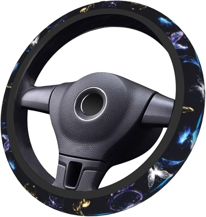 Colorful Butterfly Steering Wheel Cover for Women Men Girls Car Accessories Decor Anti-Slip Neoprene Auto Steering Wheel Covers Protector Universal 15 Inch