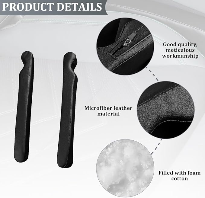 2PCS Car Seat Gap Filler, Leather Vehicle Seat Crevice Blocker Stopper to Prevent Things from Dropping, No-Drop Automotive Interior Console Catcher Plug, Universal for Vehicles (Black)