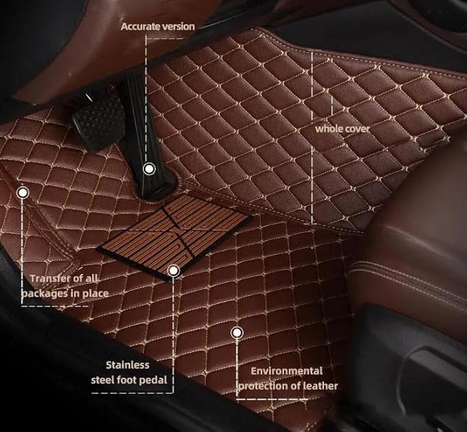 Custom Fit Car Floor Mats by SARAHS - Waterproof PU Leather Full Coverage for Most Cars, SUVs, and Trucks - Automotive Liners to Protect Vehicle Interior Floor Accessories (Black Stripe 6)