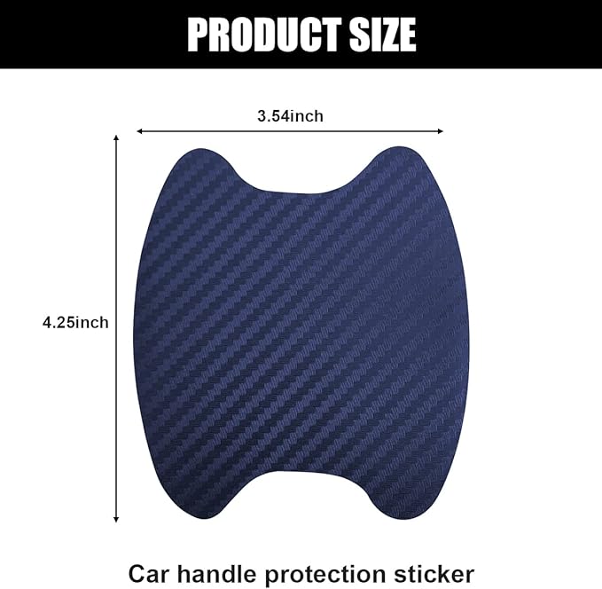 4PCS Car Handle Cup Stickers, Carbon Fiber Scratch Auto Door Protective Film, Non-Marking Bowl Protector, Universal Paint Cover Guard for Most Cars, SUV, Van (Blue)