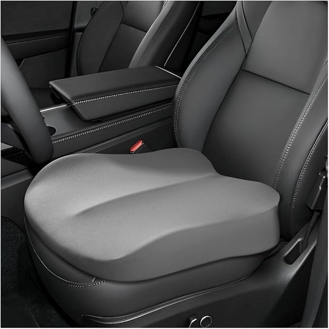 Car Seat Cushion, Comfort Ergonomic Memory Foam Seat Cushion for Tailbone Back Pain Relief, Breathable Car Cushion Suitable for Short People Driver to Get Better View (Gray)