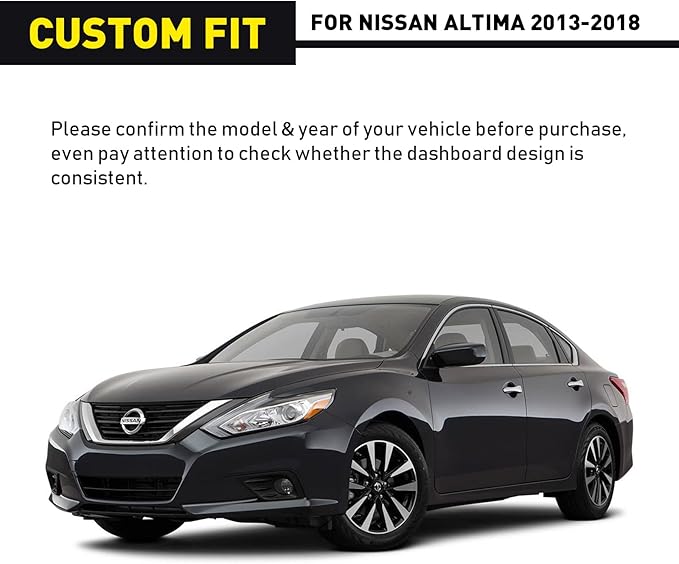 MODIGT Dashboard Dash Cover Mat Pad Fit for Nissan Altima 2013 2014 2015 2016 2017 2018 Non-Glare Sunshield Protector Carpet Black