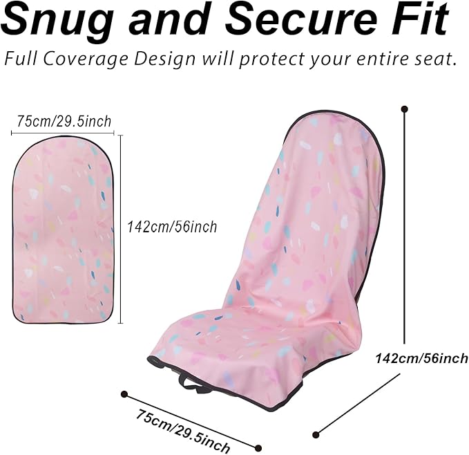 nbnhxnff Sweat Towel Car Seat Cover Protector Front Seats for Gym Workout, Running, Swimming, Beach and Hiking, Waterproof Universal Seat Cover for Car, Trucks, Van & SUV (Pink Drops, 1pcs Front Seat)