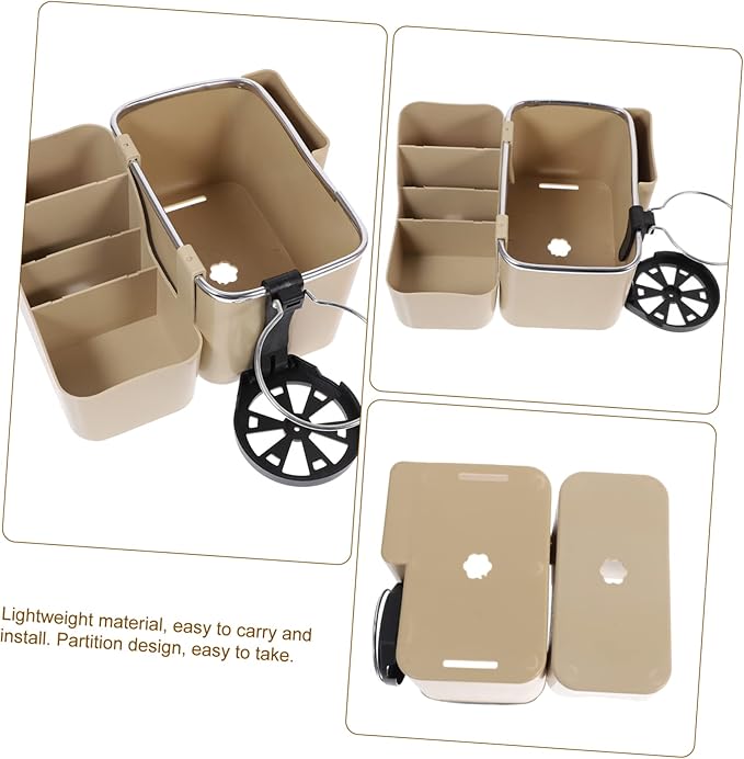 Multipurpose Car Armrest Storage Box Center Console Organizer with Cup Holder Beige Easy Slide Design for Interior Convenient for Sundries Storage