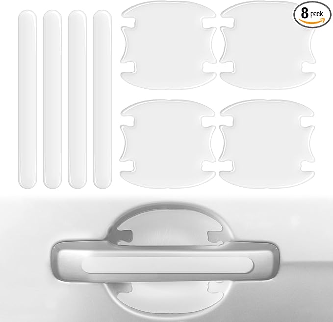 8pcs Transparent Car Door Handle Scratch Protectors, Rearview Bumper Trim Guard Stickers Protection Pads for Most Car Trucks SUVs Handles