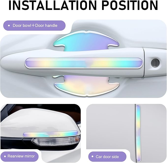 8 PCS Car Door Handle Protectors, Self-Adhesive Auto Doors Handle Cover Guard Protective Film, Scratch Car Door Handles Bowl Sticker, Universal for Most Cars, Trucks, SUVs (Multicolored)