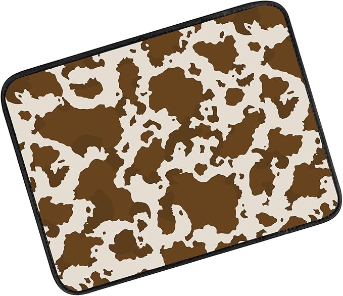 Car Center Console Cover, Universal Soft Large Neoprene Auto Armrest Seat Box Cover, Funny Car Decor Accessories Fit for Most Cars, Vehicles, SUVs Cute Brown Cow Print