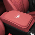 Car Armrest Box Pad for Infiniti QX60/Q50L/QX50/QX55/Q60 Leather Car Armrest Box Cushion Waterproof Center Console Mat Armrest Mat Armrest Cover Accessories,Red-Without Storage Bag