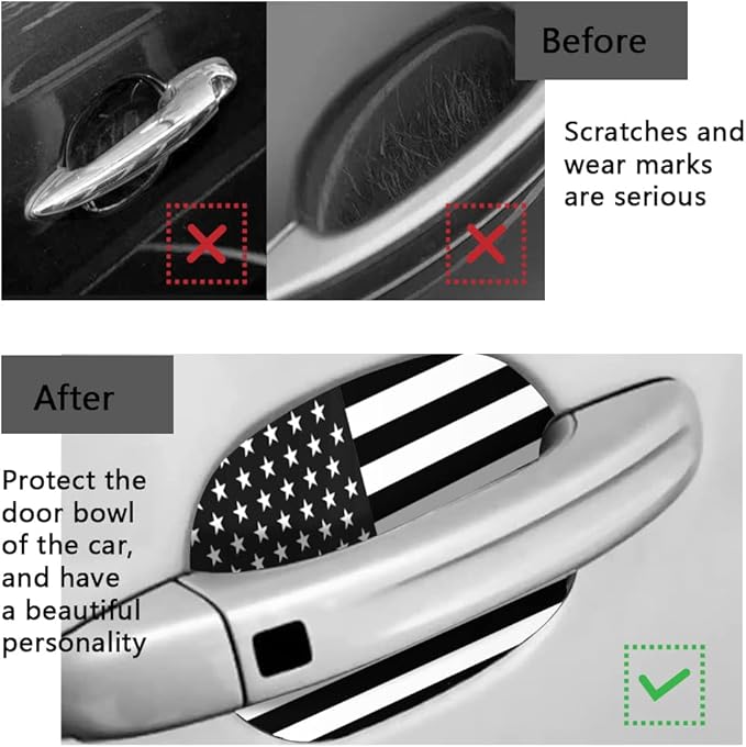 HAOBO 4PCS Car Door Handle Cup Scratch Protectors, Anti-Scratch Vehicle Protective Film, Exterior Accessories Universal for Most Cars