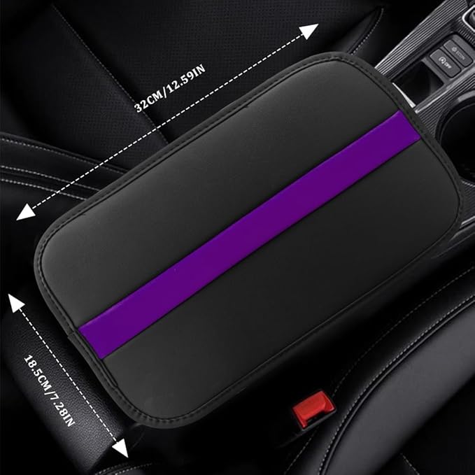Car Center Console Cushion Pad, Arm Rest Cover for Car, Leather Waterproof Auto Armrest Seat Box Protector, Auto Armrest Storage Box Accessories Fits for Most Vehicles, SUVs, Trucks (Purple)