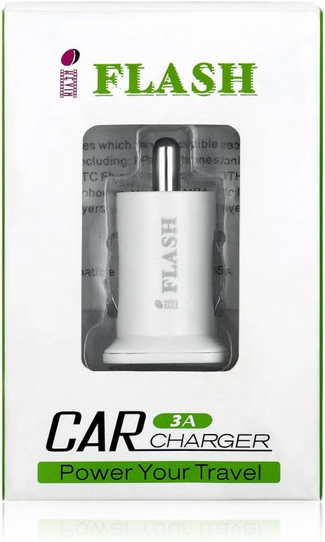 iFlash Dual USB Car Lighter Charger Adapter with 3A Output - fast Heavy Duty Ouput - Support Apple iPad Pro / Air 2 / mini 2/3/4 iPhone X / 8 Plus / 7 / 6S Plus / 6 / SE /5S (White)
