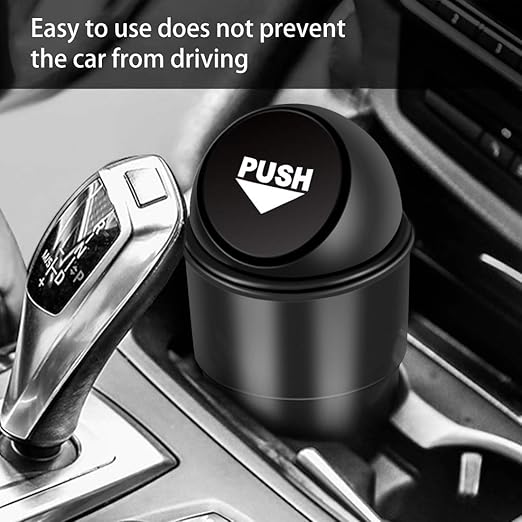 Cup Holder Trash can for car with Lid, Mini Garbage Cans for Back seat Leakproof Vehicle Automotive Cup Holder Car trashcan, Small Trash Bin for Automotive Office Home Kitchen (Black001)