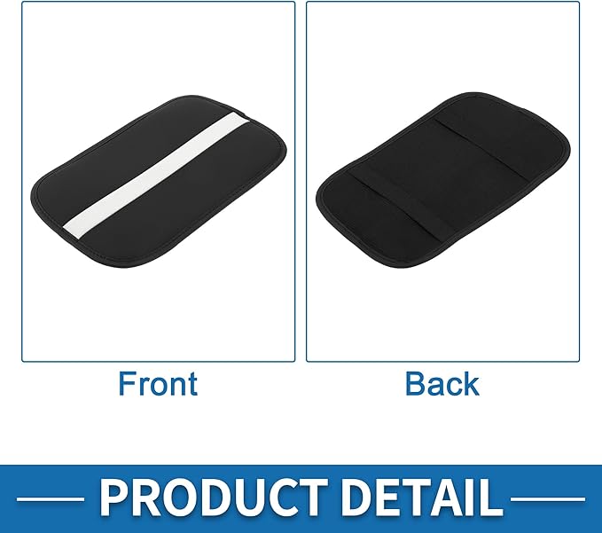 Car Armrest Cushion Pad Non-slip 12.20"x7.48" Seat Box Cover Protector Microfiber Leather Black,White Center Console Lid