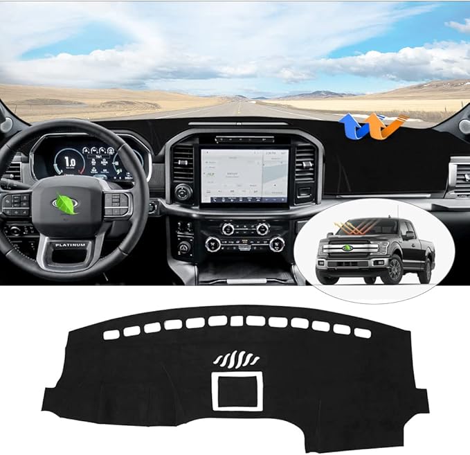 CARTIST Dash Cover Fits for Ford F-150 2015-2018 2019 2020 F150 Accessories, Dashboard Cover for F-150 Left Hand Driving Non-Slip (No HUD)(Not Fit 2018 F150 Dashboard Without Speaker in Center Bin)