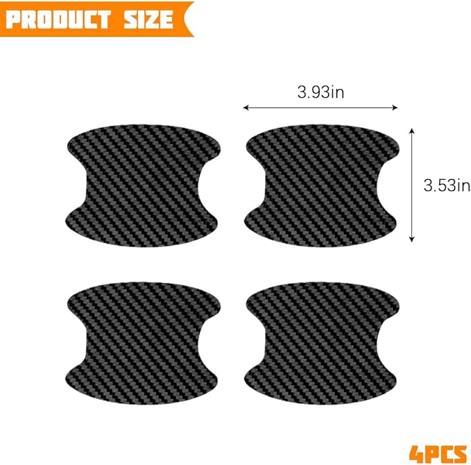Car Door Handle Cup Protector, 4PCS Carbon Fiber Anti-Scratch Vehicle Door Handle Bowl Sticker, Self-Adhesive Automotive Paint Protective Film, Universal for SUV RV Truck (Black)