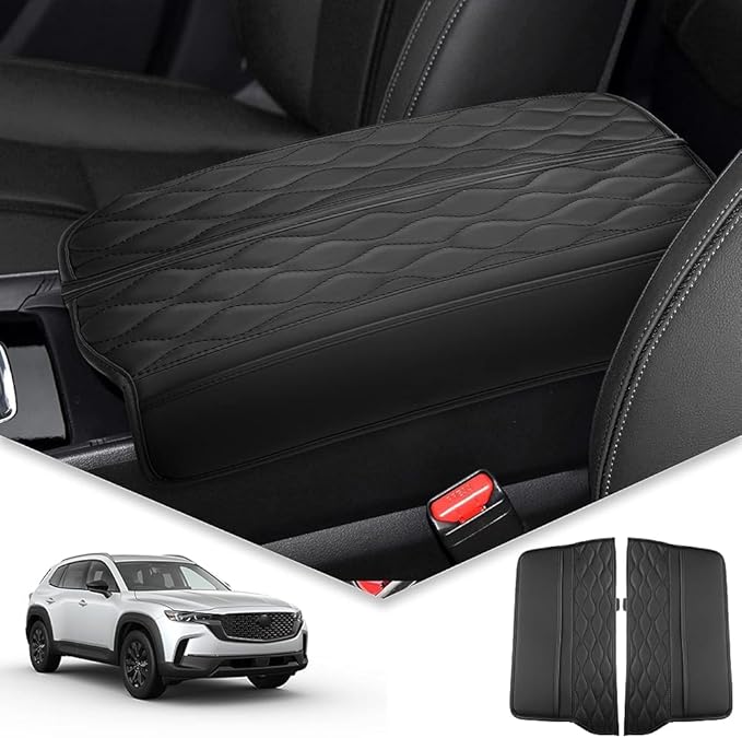 Armrest Cover for 2020-2025 Mazda CX-50 CX50 (S/Turbo/Preferred/Premium) Mazda CX-50 CX50 Accessories Center Console Cover Arm Rest Protector Middle Lid Pad Protector PU Leather, Anti-Scratch,Non-Slip