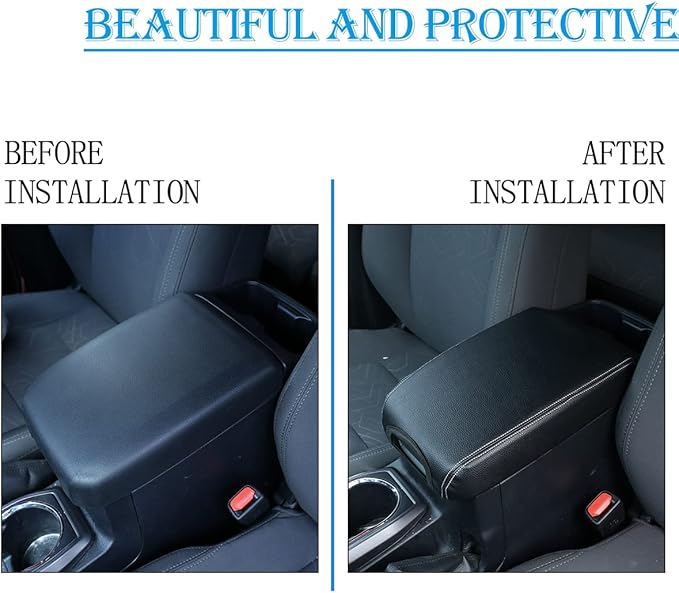CHEAYAR Leather Car Auto Center Console Armrest Cushion for Toyota Tacoma Accessories 2016-2018 2019 2020 American Flag (Black-Leather)