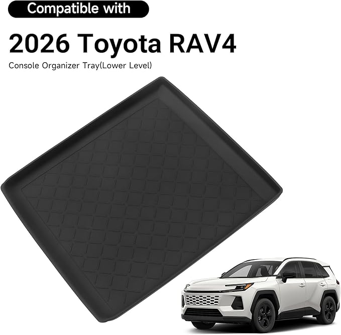 Center Console spot Below Tray Fit for Toyota RAV4 2026 Accessories,XSE GR Sport Hybrid Limited XLE Woodland,Silicone Anti Slip Storage Mat
