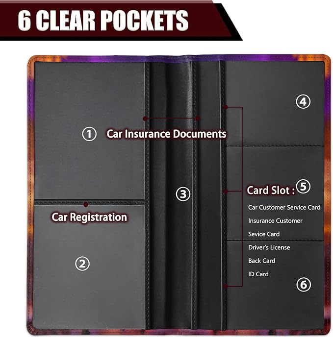 Yuxcfhjfe Car Registration and Insurance Holder, PU Leather Auto Document Holder for Men&Women, Vehicle Glove Box Compartment Organizer with Magnetic Shut for Driver's License, Spiny Hedgehog Pattern