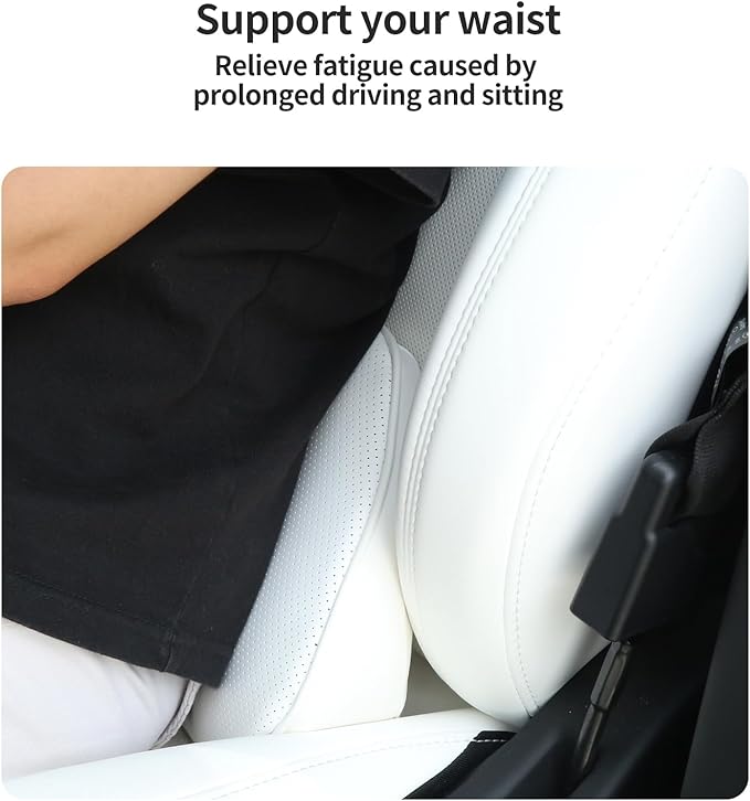 Dapucarin Lumbar Support Pillow for Car Seat, Office Chair Nappa Leather Memory Foam Lower Back Cushion for Back Pain Relief Improve Posture, Ergonomic Back Rest for Gaming Chair, White, 1PC