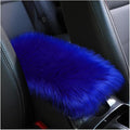 Furry Car Center Console Cover, 11.8"×7.9" Sheepskin Wool Armrest Box Cushion Pad, Comfort Soft Auto Center Console Protector, Interior Decor Accessories for Most Vehicles (Royal Blue)