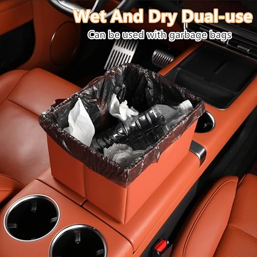 AOWIS Car Trash Can, Leak-Proof Waterproof Trash Bin Collapsible Portable Auto Garbage Bag Large Capacity Trashcan Storage Bag Multipurpose Car Organizer Hanging (Black)