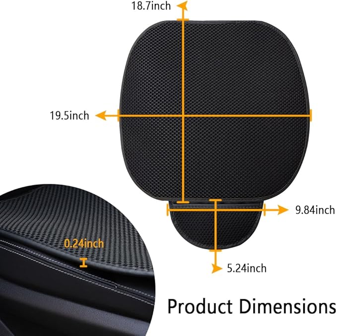Extra Large 19.5" Car Seat Cushion for CCar Seat Driver Long Sitting,Breathable Comfort Car Cushion,Anti Slip CCar Seat Protector for Driving Travel 1Pcs