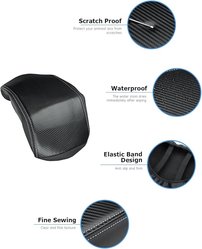 INTGET Center Console Cover for 2024 2025 2026 Lexus GX 550 Accessories Carbon Fiber Middle Arm Rest Cover for Lexus GX550 Accessories 2024 2025 2026 (Carbon Fiber with Thin Pad)
