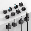 12 Pack Cable Management Clips, M-Xeotei 2-in-1, Magnetic and Adhesive,Cable Holder, Multi-Surface Cord Organizer for Metal/Wood/Plastic, Space Saving Switchable Base Works on Desk/Car/Office (Black)