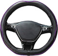 Mayco Bell Flat Bottom Steering Wheel Cover Anti-Slip,Safety,Soft,Breathable,Durable,Full Surround,Comfortable Grip Microfiber Leather (D Shape, Black Purple)