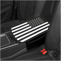 Car Center Console Pad, American Flag Armrest Seat Box Anti-Scratch Interior Protector with 2 Pockets, Patriotic Waterproof Leather Middle Console Cover Cushion for Most Vehicles