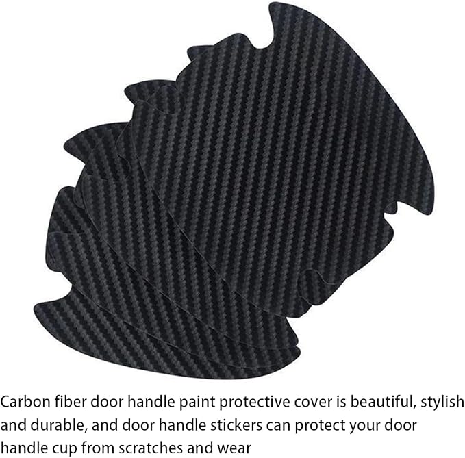 AUCELI Car Door Handle Scratch Protectors, 8 PCS Carbon Fiber Texture Anti-Scratches Bowl Sticker, Non-Marking Car Door Handle Cup Protective Film, Universal Door Handle Paint Cover Guard Sticker