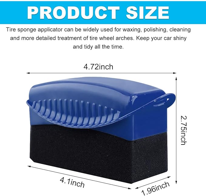 2 PCS Tire Shine Applicator, Flat Dressing Waxing Sponge Pads With Lid Cover, Reusable Polishing Cleaning Foam Applicators With Rectangular Box, Car Accessories (Blue)