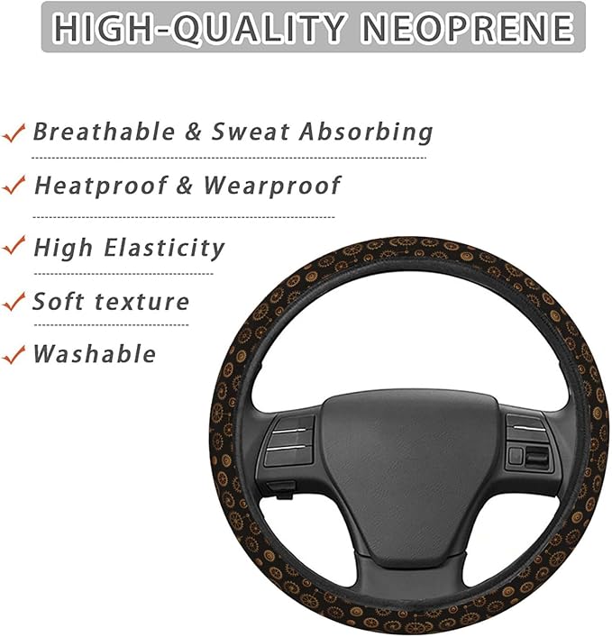 FeHuew Wheel Gears Steering Wheel Cover for Women, Girls 15 inch Universal Auto Car Anti Slip Wrap Steering Wheel Covers Fit for Vehicles, Truck, SUV
