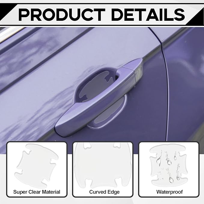 4PCS Waterproof Car Transparency Anti-Scratches Cup Protector, Non-Marking Car Door Protector, Universal for Most Car (Transparent)