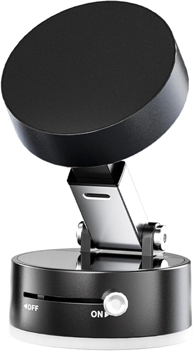 Car Phone Mount with Strong Magnet & Vacuum Suction, Compatible with Magsafe, Lightweight Portable Design for iPhone 16/15 Pro Max, S25/S24, Pixel 9/8, Use for Car/Office/Home/Gym (Black)