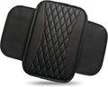 Car Center Console Cover, Upgraded Patchwork Leather Arm Rest Cover with Side Storage Pockets, Comfortable Auto Armrest Protector Cushion, Universal Middle Console Pad for SUV, Sedan (Black)