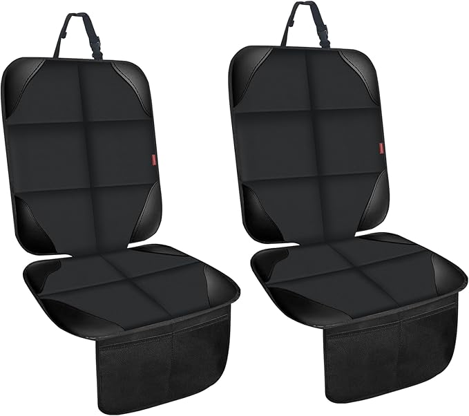 MORROLS Car Seat Protector for Child,2 Pack Car Seat Cushion,Waterproof Fabric Car Seat Covers for Non-Slip Backing Mesh Pockets for Baby,Pet,SUV, Sedan and Trunk(Black)