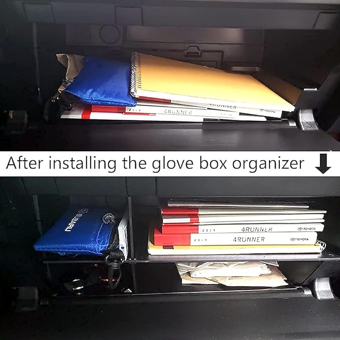 TACOBRO Glove Box Organizer Compatible with 4Runner 2010 2011-2019 2021 2022 2023 2024 and GX 460 2010-2024 Accessories, Insert Glove Compartment ABS Materials, Black
