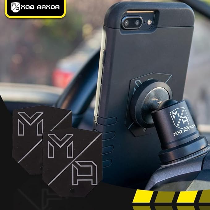 Mob Armor MobNetic Plate - Magnetic Phone Mounting Plate - 0.02inch Thick Metal - iPhone & Android Smartphone Compatible - 3M VHB Adhesive Cars Trucks Motorcycles & Extreme Sport Plate Magnet (6 Pack)