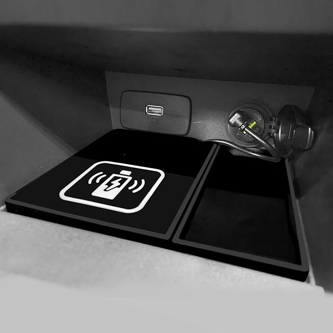 KUNGKIC for Subaru Impreza XV Crosstrek GK GT 2016 2017 2018 2019 2020 2021 2022 Car Wireless Charging Pad Dual Charging Car Phone Charger USB 3.0 Type C Silicone Material Interior Accessories Black