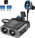 12V Cigarette Lighter Splitter,PD 65W for Laptop: 300W Car Charger 2 Socket Adapter, 12 Volt DC Plug Multi Port 12V Power Outlet with Voltage for MacBook/iPad/iPhone Samsung GPS Dash Cam