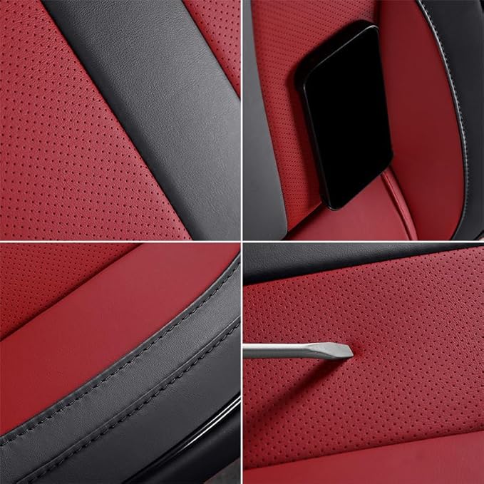 ZiopGTob Nappa Leather Car Seat Covers - Full Set 5-Piece Waterproof Seat Cover Universal Fit for Most Cars SUVs Trucks Front Rear Protectors