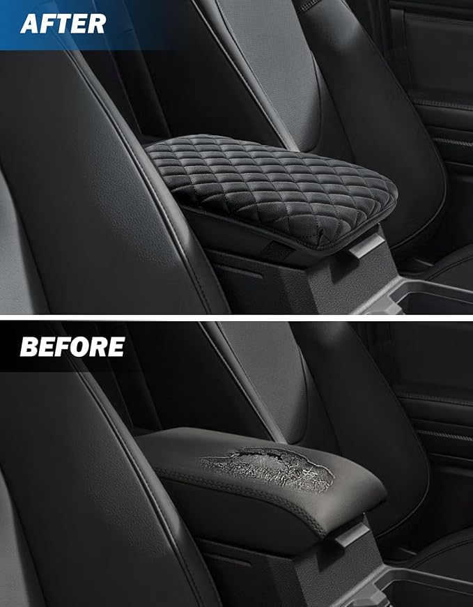 JOYTUTUS Center Console Cover Compatible with 2016-2025 Tacoma & 2025 4Runner & 2005-2021 Frontier, Leather Armrest Cover for Car, Middle Console Cover Lid, Car Arm Rest Cover Pad Cushion