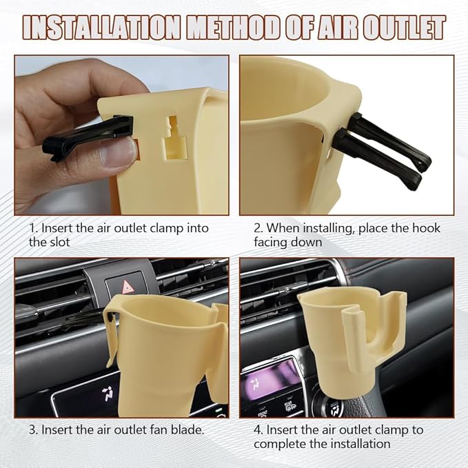 Car Cup Holder Expander, Cup Holder for Car, 2-in-1 Mobile Phone Drink Adapter, Auto Interior Accessories Multifunction Auto Seat Back and Armrest Box Storage Device for Most Vehicles (Beige)