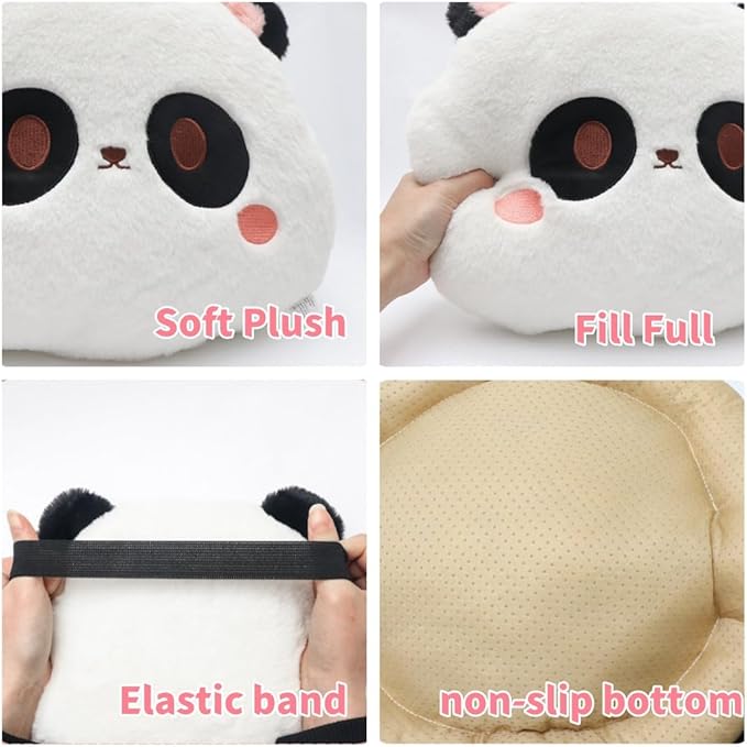 Cartoon Car Seat Cushion Lumbar Support Pillow and Neck Pillow, Cute Car Seat Pillow Headrest Pillow Back Support for Driving Fatigue Relief,for Office Chair Truck SUV (Panda Seat)