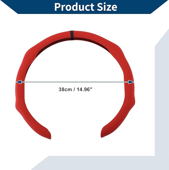 PU Artificial Leather Steering Wheel Cover ABS Car Steering Wheel Protector 14.96" Red Black 1Pc